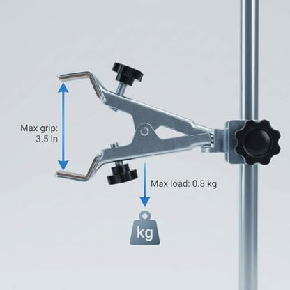 QWORK Lab Support Stand Set – 2 Sets Adjustable Metal Clamp and Ring Frame for Teaching, Chemistry & Physics