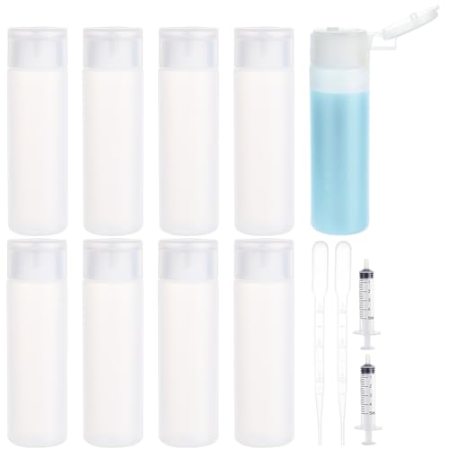 BENECREAT 8 Pack 50ml 1.7oz Clear Squeezable Plastic Sample Flip Cap Bottle Refillable Travel Containers for Makeup Cosmetic Toiletries Liquid - size: ['50 ml']