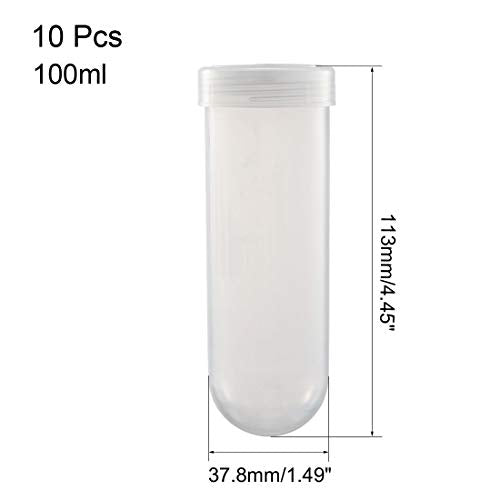 uxcell 10 Pcs 100ml Plastic Graduated Centrifuge Tubes with Screw-on Cap
