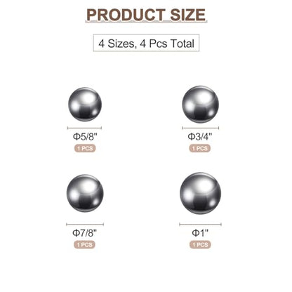 uxcell 4pcs G10 Precision Balls Assortment Kit 5/8" 3/4" 7/8" 1" Chrome Steel Solid Bearing Balls