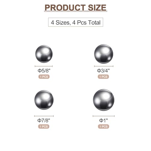 uxcell 4pcs G10 Precision Balls Assortment Kit 5/8" 3/4" 7/8" 1" Chrome Steel Solid Bearing Balls