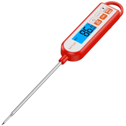 Digital Instant Read Meat Thermometer Kitchen Cooking Food Candy Thermometer for Oil Deep Fry BBQ Grill Smoker Thermometer by AikTryee - color: Red-SR300
