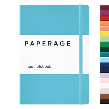 PAPERAGE Lined Journal Notebook, Hardcover Journal for Women & Men, 160 Pages, (5.6 in x 8 in), College Ruled Journaling Notebook for Work, School Supplies & Note Taking, (Sky Blue) - color: Sky Blue, style: A. Lined