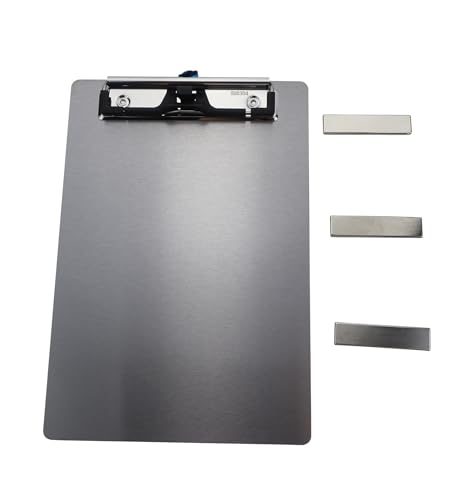 Stainless Steel Magnetic Clipboards,Metal Clipboard with 304 Low Profile Clip,Black Board for Fridge,Cooking Recipe Splints,Message Board (6.3"x9.3") - style: 6.3"x9.3"