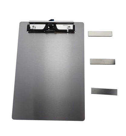 Stainless Steel Magnetic Clipboards,Metal Clipboard with 304 Low Profile Clip,Black Board for Fridge,Cooking Recipe Splints,Message Board (6.3"x9.3") - style: 6.3"x9.3"