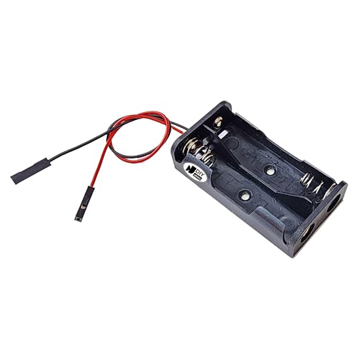 2xAA Battery Holder with Female Dupont Connector Cable, 2 Pieces – Holds Two 1.5V Batteries Each, No Batteries Included, Durable AA Battery Pack for DIY Electronics Projects