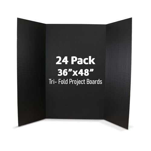 Flipside Products 36” x 48” Project Boards for Presentations, Science Fair, School Projects, Event Displays and Trifold Picture Board, Proudly Made in USA - Black - 24 Pack - color: Black, size: 24 Pack