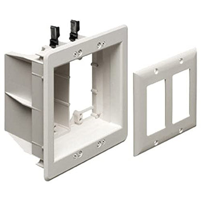 Arlington TVBU505-1 Recessed TV Box Wall Plate Kit Paintable 2-Gang, White - color: White