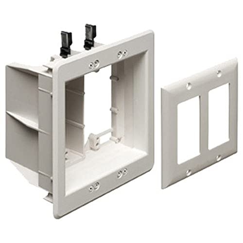 Arlington TVBU505-1 Recessed TV Box Wall Plate Kit Paintable 2-Gang, White - color: White