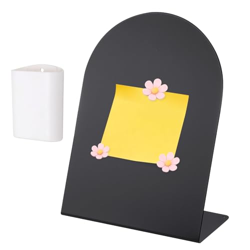 PATIKIL Magnetic Bulletin Board, W/ 3 Flower Magnets&Pen Holder - color: Black/Pink/White