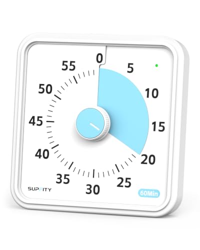 8-Inch Large Visual Timer for Kids 60-Minute Classroom Timer Magnetic - color: White-blue