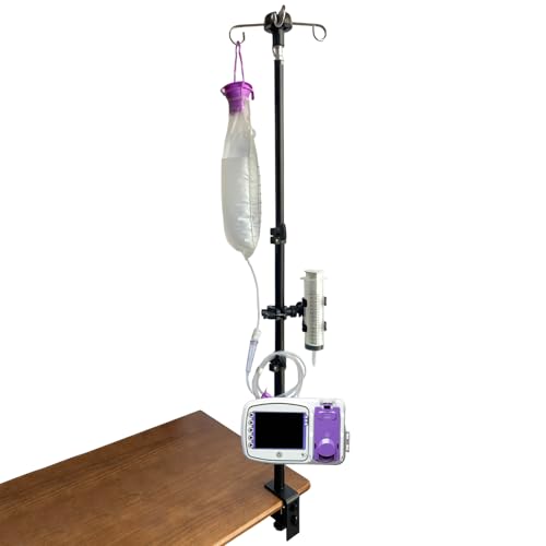 Feeding Tube Holder Stand Compatible Infinity Kangaroo Pump Rack for Gravity Syringe,Portable IV Pole for Travel,Enteral Gastrostomy Telescopic Pole,NG Tube Supplies Accessories (43 Inchs with Clamp) - size: 43 Inchs with Clamp