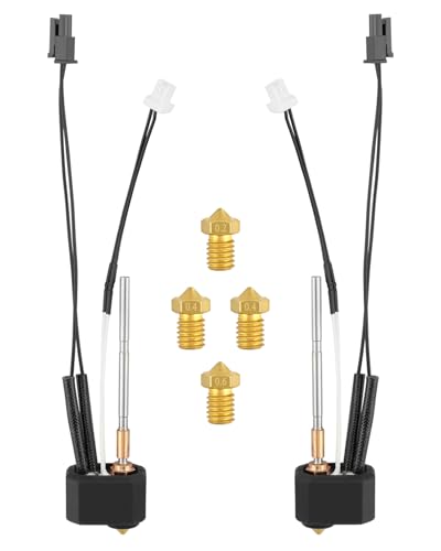 Hotend Kit Print Head Heater Block Fit for Prusa I3 MK4/XL FDM 3D Printer 24V 40W Heating Cartridge Thermistor Extruder Kit with Extra 0.2MM 0.4MM 0.6MM Brass Nozzles Accessories