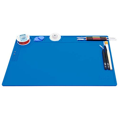 Hengtianmei Heat Insulation Silicone Repair Mat with Scale Ruler and Screw Position for Soldering Iron, Phone and Computer Repair Size: 14 x 10 Inches (H-201) - size: H-201