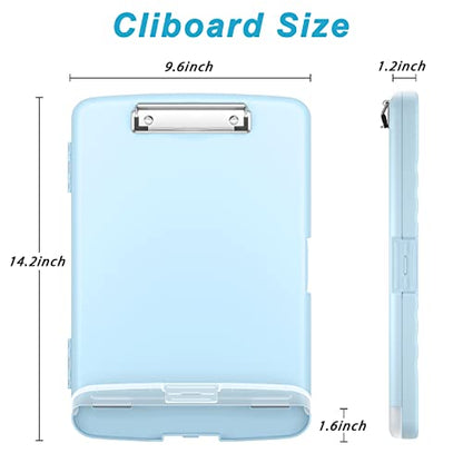 Rimilak Clipboard with Storage, 8.5 x 11'' High Capacity Clip Board, Blue - color: Light Blue