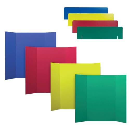 Flipside Products 36" x 48" Primary Color Assorted Project Boards with Headers, 6 Each of Red, Blue, Green & Yellow for Bright Displays & Presentations, Science Fairs, Office, Classroom - 24 Pack