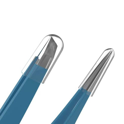 Tweezer Guru Eyebrow Tweezers for Women & Men - Set of 2, Professional, Stainless Steel, Slant and Pointed Tweezers for Ingrown Hair, Splinters and Blackhead Removal (Teal) - color: Teal