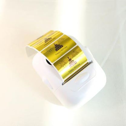 Hybsk 50x30mm Portable Printer Label Paper Multi-Purpose Tear Resistant Direct Thermal Labels Self-Adhesive Stickers Compatible with P50 Label Maker (50x30mm,Gold Lable,2 Rolls) - color: Gold, size: 2 Rolls