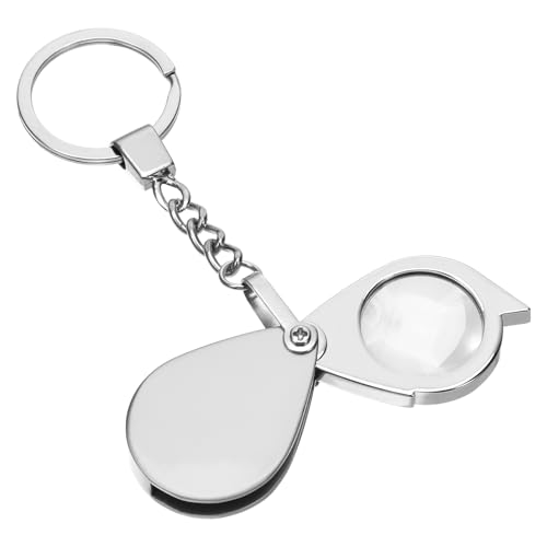 20X Mini Pocket Magnifying Glass, Small Jewelers Magnifier Silver Foldable Rotating Loupe Magnifier Keychain for Reading Newspaper, Book, Magazine, Hobby Jewelry, Gems, Diamonds