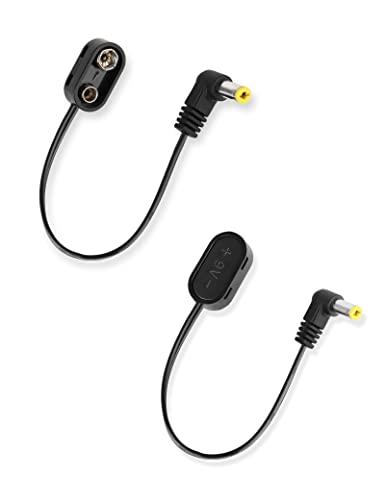 9V Battery Clip Converter Power Cable Snap Plug Right Angle 2 Cable 2.1mm - size: Right Angle, 2 Cable