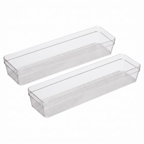 Oggi Clear Drawer Organizer | 3" X 12" | Pack of 2 | For Kitchen Drawers - size: 3" by 12" (Pack of 2)