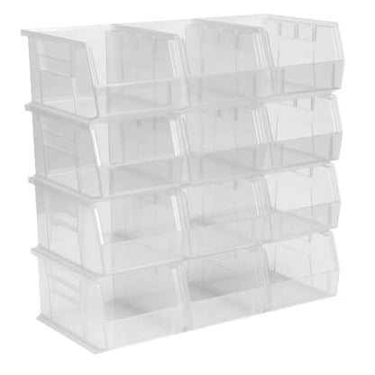 9.5" x 6" x 5" (12 Pack) Plastic Stackable Storage Bin, Clear - color: Clear, size: 12 Pack