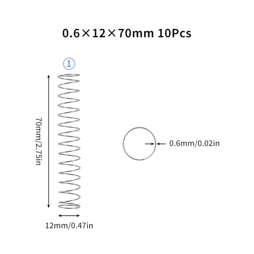 3D Printer Accessories Compression Spring Assortment Kit for Bambu-Lab X1/X1C/X1E/P1P/P1S A1 Mini DIY 3D Printed Part Model - Light Load Springs Standard Part