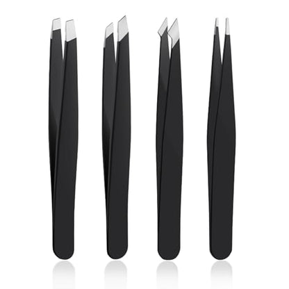 DTDNZKN 4 PCS Stainless Steel Tweezers Set Black - color: Black