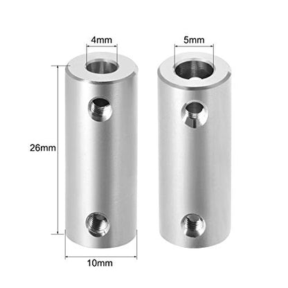 uxcell 4mm to 5mm Bore Rigid Coupling Set Screw L26XD10 Aluminum Alloy,Shaft Coupler Connector for 3D Printers, Motor Accessories - size: 4mm to 5mm