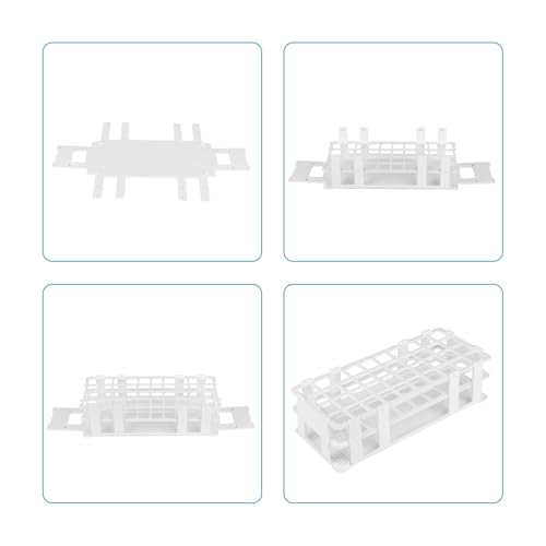 stonylab Test Tube Rack, 7.87 in 40-Place White Plastic Holder Stand Rack, 3-Tier Design and Detachable, for Laboratory Use - size: 20 mm