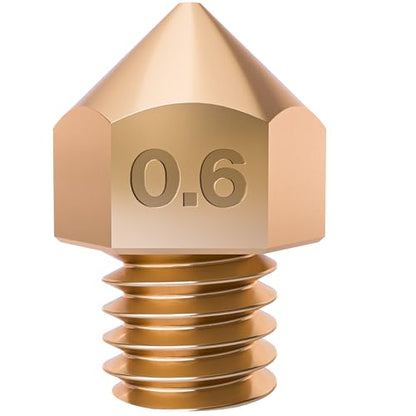 0.6mm Brass MK8 Nozzle for Ender 3 Nozzle, Ender 3 Pro Nozzle, Ender 3 v2 Nozzle | 3D Printer Nozzles for 0.6 mm 3D Printer Nozzle - size: 0.60mm, style: MK8