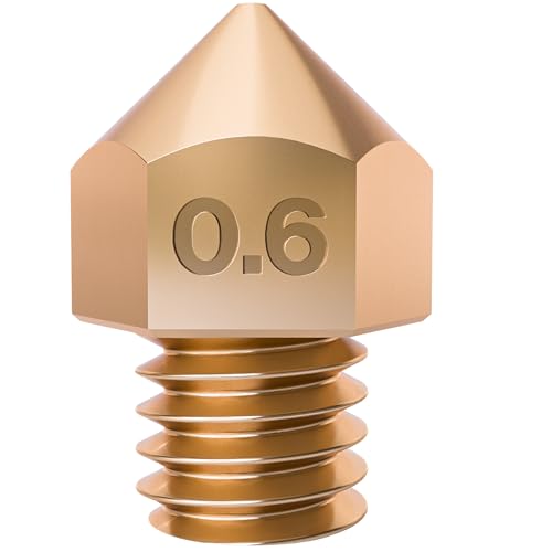0.6mm Brass MK8 Nozzle for Ender 3 Nozzle, Ender 3 Pro Nozzle, Ender 3 v2 Nozzle | 3D Printer Nozzles for 0.6 mm 3D Printer Nozzle - size: 0.60mm, style: MK8