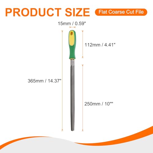 HARFINGTON Triangle Coarse Teeth Cut File 10" Double Cut Teeth High Carbon Steel Hand Rasp File Plastic Handle for Metal Wood Deburring Removing - size: 10", style: Coarse