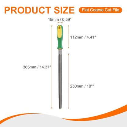 HARFINGTON Triangle Coarse Teeth Cut File 10" Double Cut Teeth High Carbon Steel Hand Rasp File Plastic Handle for Metal Wood Deburring Removing - size: 10", style: Coarse