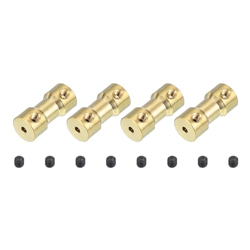 PATIKIL Shaft Coupling Joint 2mm to 3mm, 4 Pcs Brass Motor Shaft Coupler Extension Connector Rigid Sleeve Adapter Transmission Joint with M3 Screws for RC Car Airplane Tires Motor Robot - size: 2mm-3mm