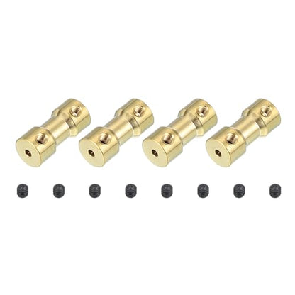 PATIKIL Shaft Coupling Joint 2mm to 3mm, 4 Pcs Brass Motor Shaft Coupler Extension Connector Rigid Sleeve Adapter Transmission Joint with M3 Screws for RC Car Airplane Tires Motor Robot - size: 2mm-3mm