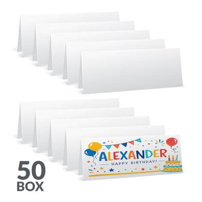 C-Line "C-Line Printer-Ready Scored Name Tent Cards, 11 x 4-1/4 Inches (Folded Size), 8-1/2"" x 11"" White Cardstock Sheets, Box of 50 (87517)", large - size: Large