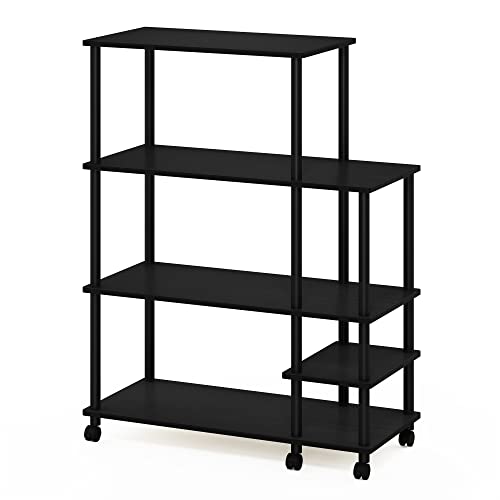 Furinno Turn-N-Tube Kitchen Shelf Cart, Americano/Black - color: Americano/Black, size: 4-Tier with Side