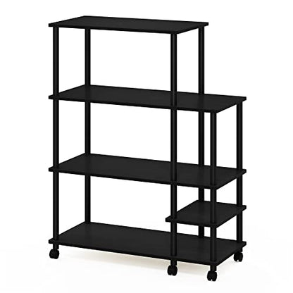 Furinno Turn-N-Tube Kitchen Shelf Cart, Americano/Black - color: Americano/Black, size: 4-Tier with Side