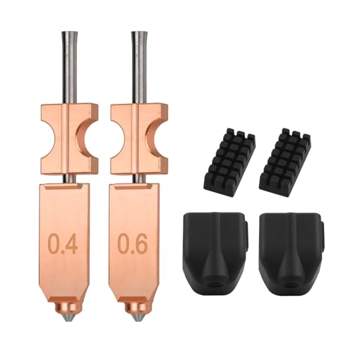 2pcs Upgraded 0.6MM 0.4MM ad5x Nozzles Hotend Kit for AD5X Quick-Detachable Nozzle Extruder Quick Release Nozzle Heater Block Throat Tube - size: 0.4+0.6mm
