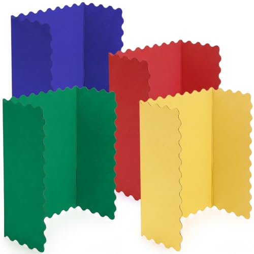 Mooliwe 4 Pack 26" x 17" Trifold Poster Board Scalloped, Rainbow - color: Rainbow, size: 26" X 17"