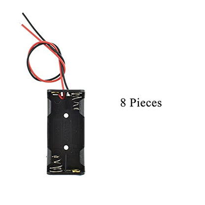 HAHIYO 3V AAA Battery Holder Bundle Series with Wire Sturdy Clapm Flexible Springs Contact Build-in Harnesses Batteries Black Case Easy Install 8 Pieces for Wall Clocks Ham Radio Kids Toys - style: Without cover-2AAA-8P