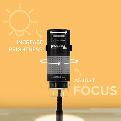 Plugable USB Digital Microscope 250x, 2MP Micro Camera, Flexible Arm Stand - size: 250X Magnification