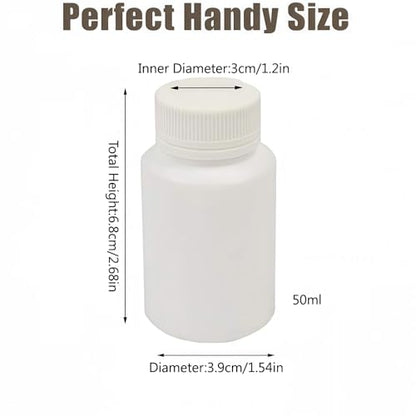 50PCS White Empty Solid Plastic Bottle Case Holder Container Vials Box with Screw Cap for Powder Sample Storage (50ml/1.67oz)