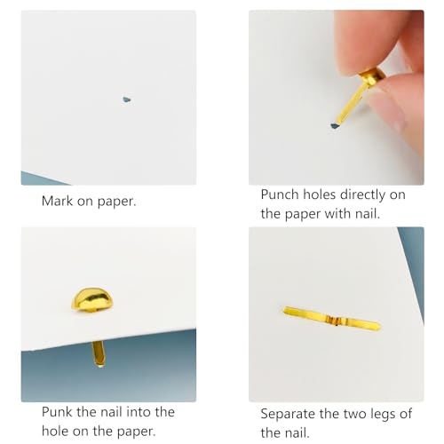 100 PCS Brass Paper Fasteners Metal Brass Fasteners, Mini Brads for Paper Crafts DIY Pins for Crafts (Gold) - color: Gold