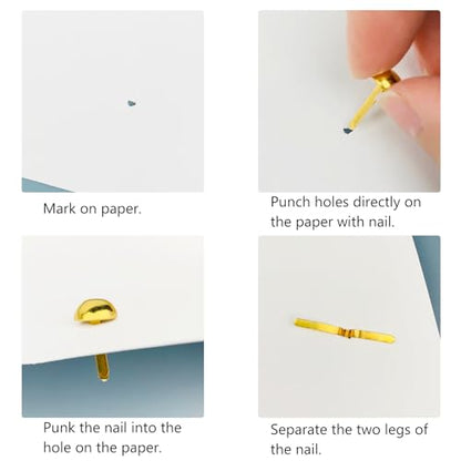100 PCS Brass Paper Fasteners Metal Brass Fasteners, Mini Brads for Paper Crafts DIY Pins for Crafts (Gold) - color: Gold