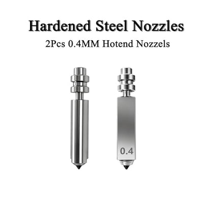 2Pcs 0.4MM Nozzles for Kobra X Extruder Hotend with Silicone Socks, Quick Swap Integrated Hardened Steel Nozzle for Kobra X 3D Printer Accessories - size: 0.4mm