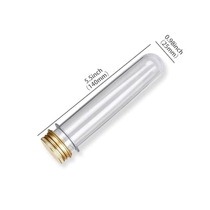 3 Pcs Plastic Test Tubes with Caps, 40ml Clear Test Tube Containers 25 x 140 mm, Reusable Tubes for Candy Storage, Party Favors, Beads, Bath Salts & Lab Experiments (3, Gold) - color: Gold