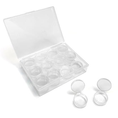 Small Bead Organizers, 24 Pieces Mini Clear Plastic Round Storage Jars for Beads,Buttons, Jewelry