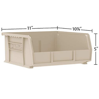Akro-Mils 30235 AkroBins Plastic Hanging Stackable Storage Organizer Bin, 11-Inch x 11-Inch x 5-Inch, Stone, 6-Pack - color: Stone